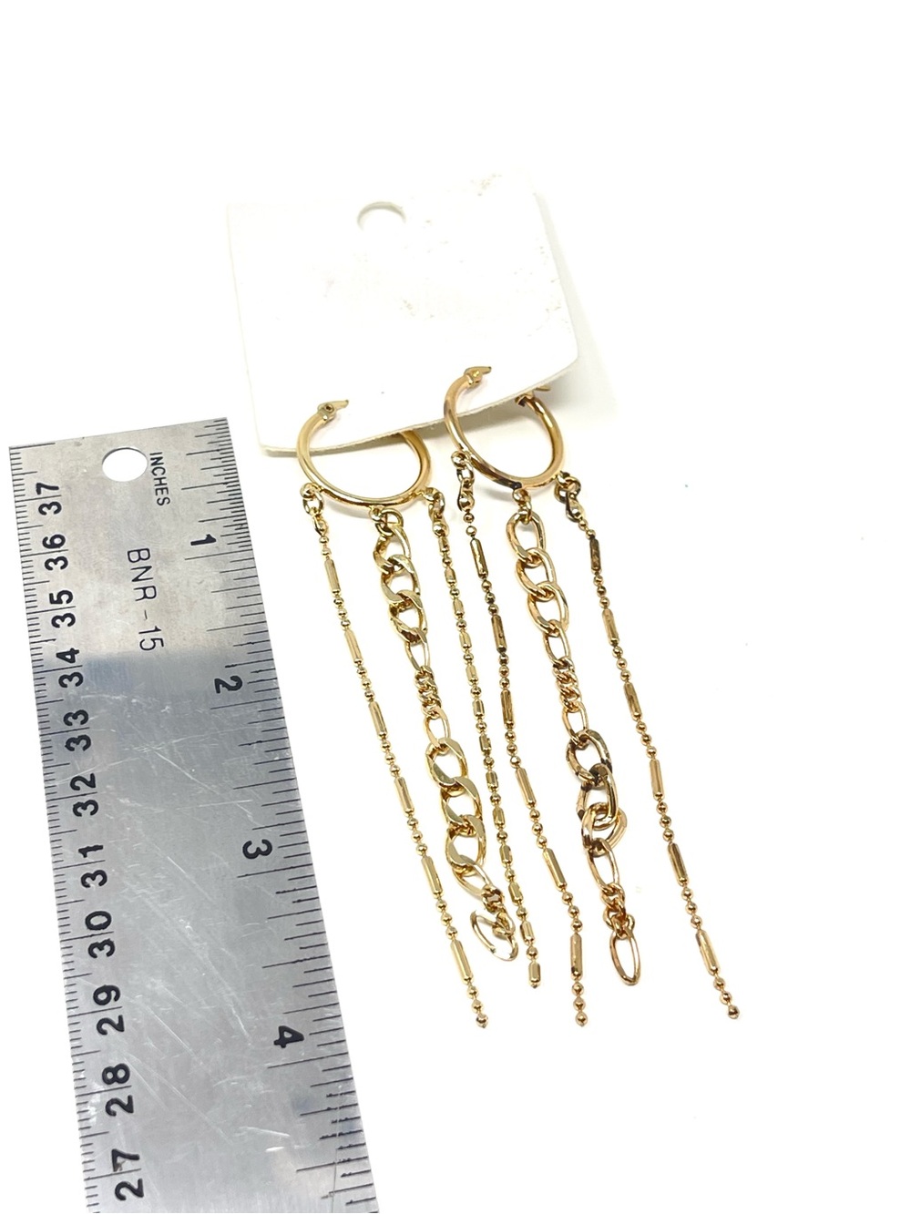 New Free People Hoop Chain Linear Earrings - Picture 3 of 3